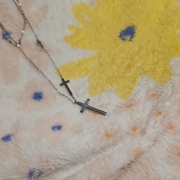 Silver Cross Pendant Necklace - Picture 2 of 3